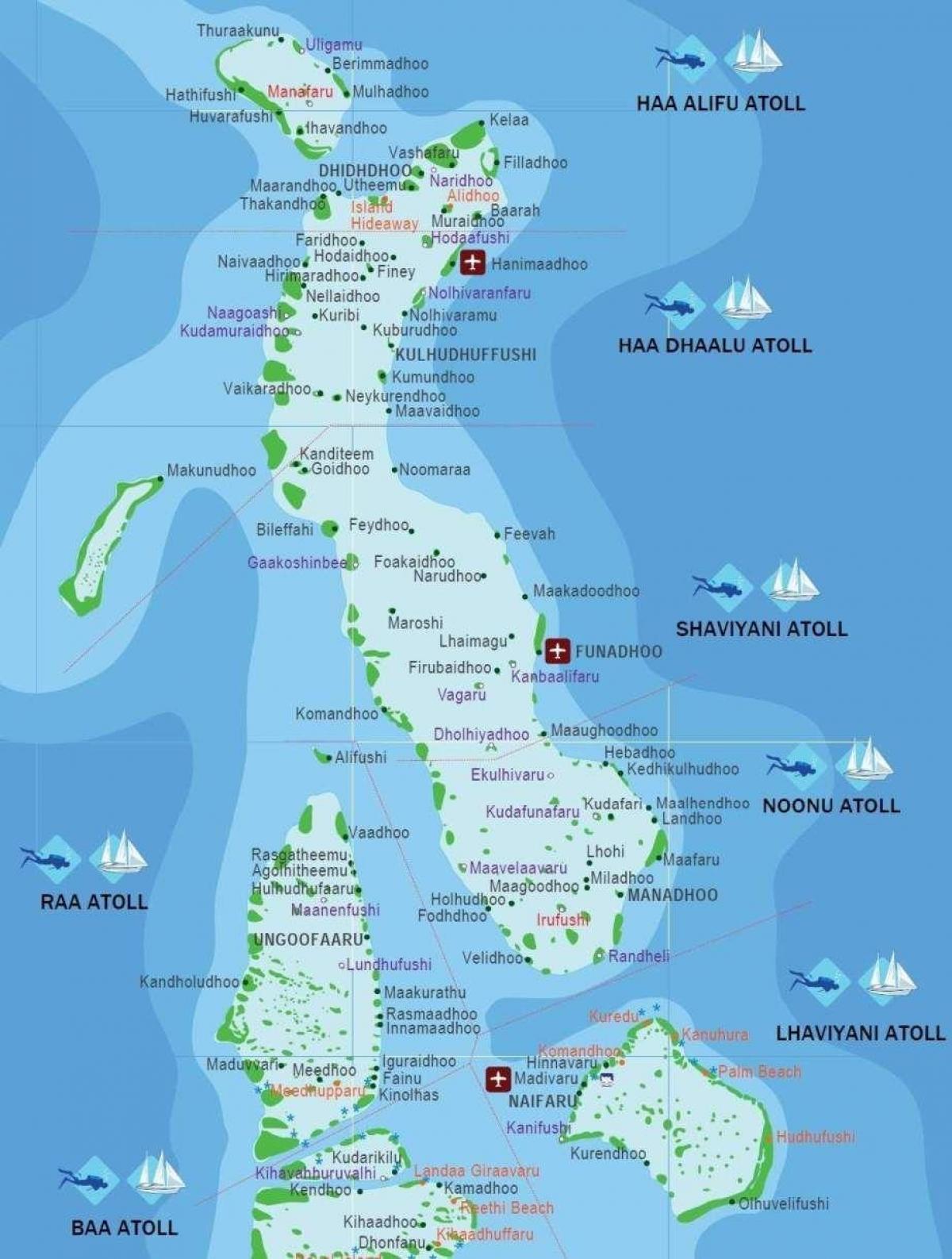 mapa kani maledivy 