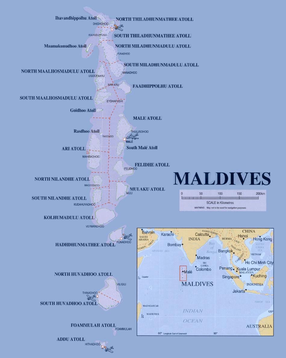 maledivy trajekt trasy mapu