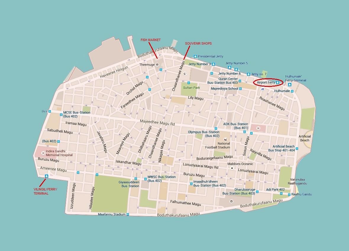 mapa male mesto maledivy