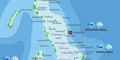 Mapa kani maledivy 