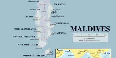 Mapa maledivy fyzickej 