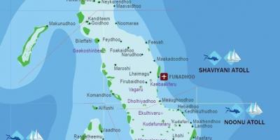 Mapa maledivy pláže