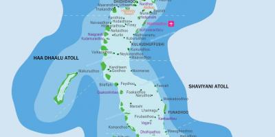 Maledivy strediská polohy na mape